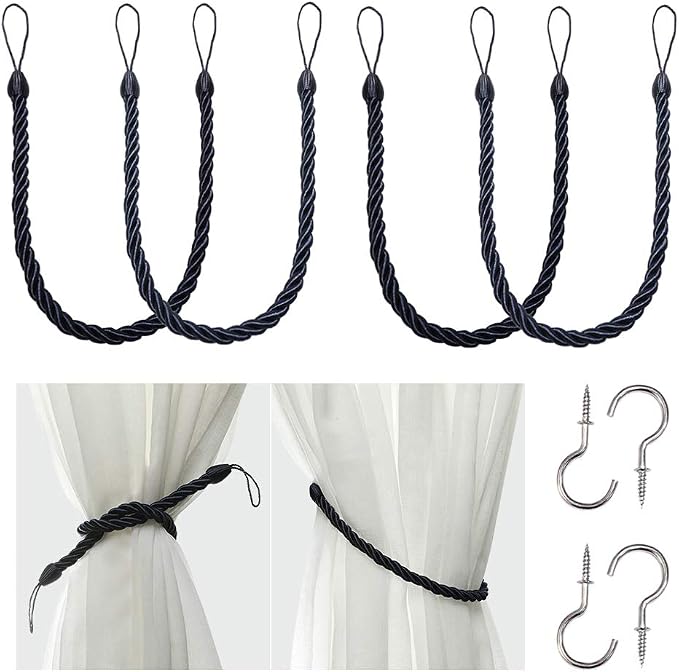 BEL AVENIR Curtain Rope Tiebacks, Drapery Rope Holdbacks by BELAVENIR