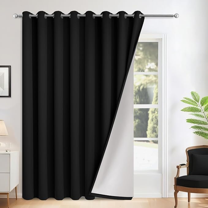 Yakamok Black Room Darkening 100% Blackout Curtains Grommet Extra Wide Window - Image 2