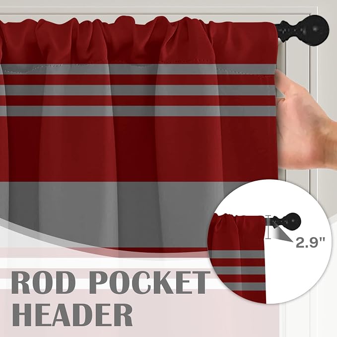 Emvency 2 Pack Valances Window Treatments, 52x12 Inch Rod Pocket Valances - Image 5