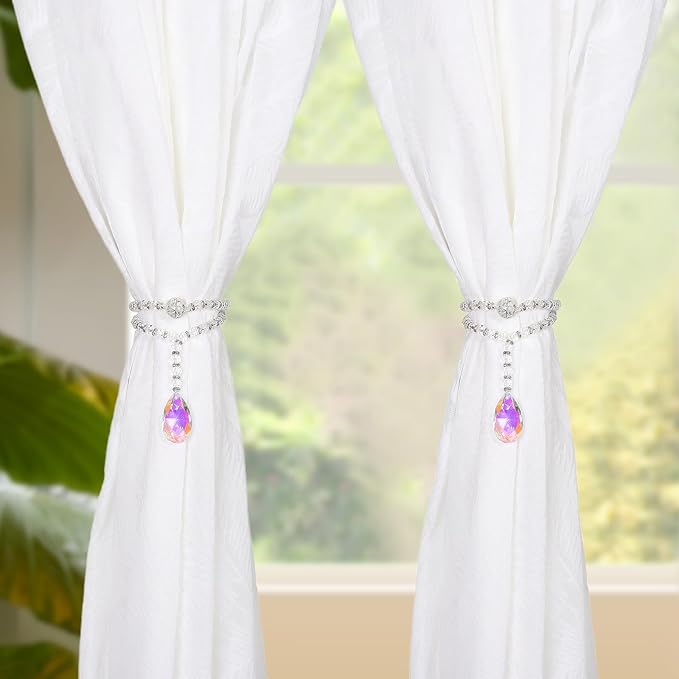 SUQ I OME 2 Pack of Luxury Crystal Beaded Magnetic Curtain Tieback and Holdback - Image 5