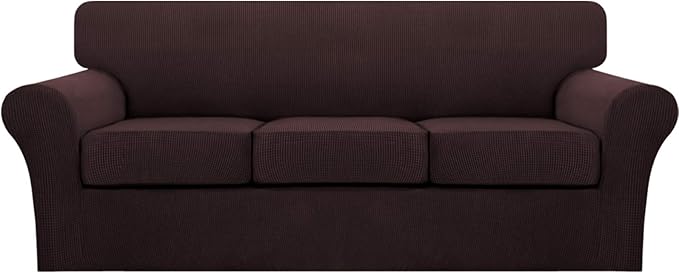 Turquoize 4 Piece Sofa Covers for 3 Cushion Couch Sofa Slipcover Soft Couch by Turquoize
