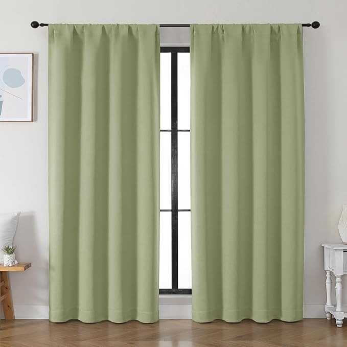 Simplebrand Ava Sage Green Blackout Curtains by Simplebrand