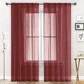 SpaceDresser Basic Rod Pocket Sheer Voile Window Curtain Panels Burgundy 1 Pair by SpaceDresser