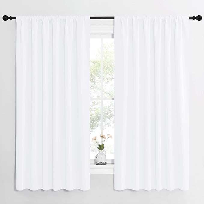 NICETOWN White Curtains, 50% Light Blocking Curtain Panels by NICETOWN