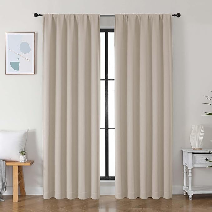 Simplebrand Ava Biscotti Beige Blackout Curtains by Simplebrand