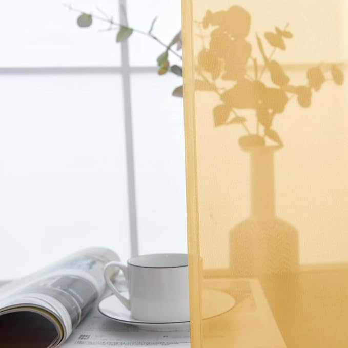 SpaceDresser Basic Rod Pocket Sheer Voile Window Curtain Panels Gold 1 Pair 2 - Image 8