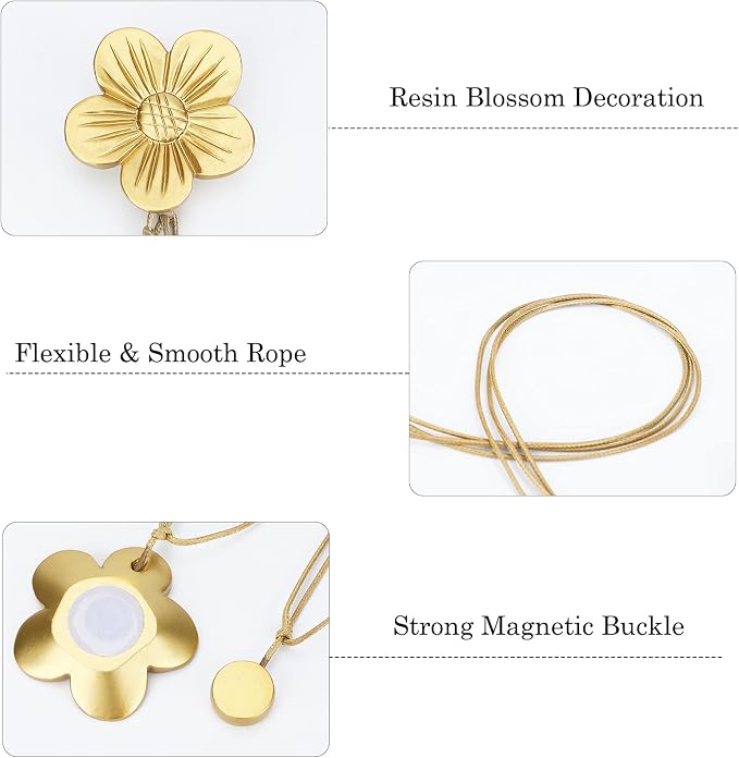 Lewondr Vintage Magnetic Curtain Tieback, 1 Pair Resin Flower Curtain Drapery - Image 3