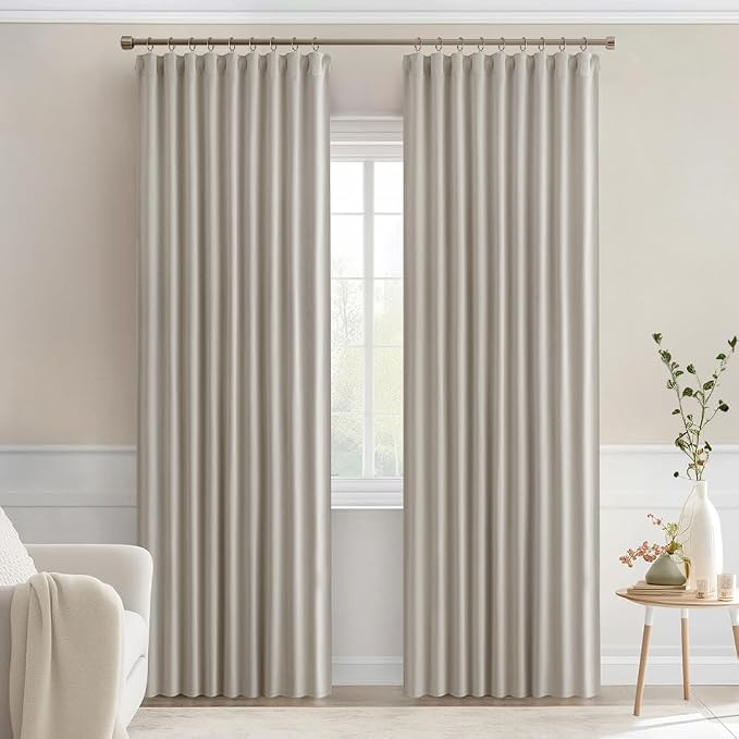 MIULEE Natural Back Tab Blackout Curtains 90 Inches Long 2 Panels Set - Image 9