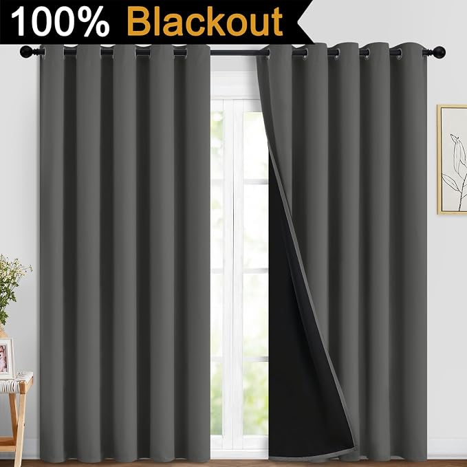 Yakamok Full Shade Curtain Panels, Heavy Duty Lined Curtains 84 Inches Long - Image 2