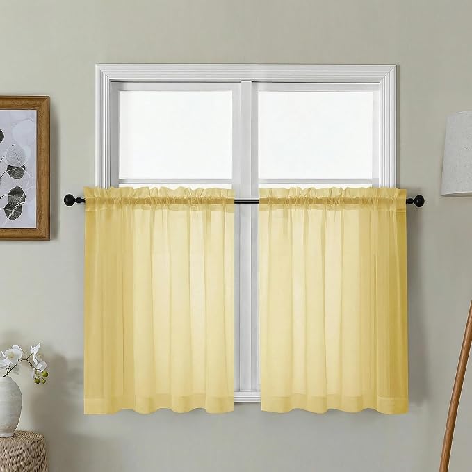 Gwine Short Kitchen Sheer Curtains 30 Inch Length by Gwine