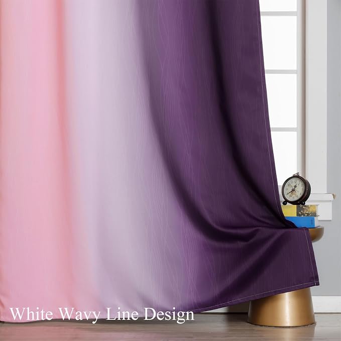 Estelar Textiler Pink and Purple Ombre Short Blackout Curtains 36 Inch Long - Image 6