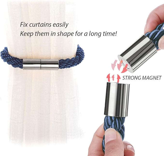NICEEC 2 Pack Strong Magnetic Curtain Tiebacks Modern Simple Style Drape Tie - Image 4