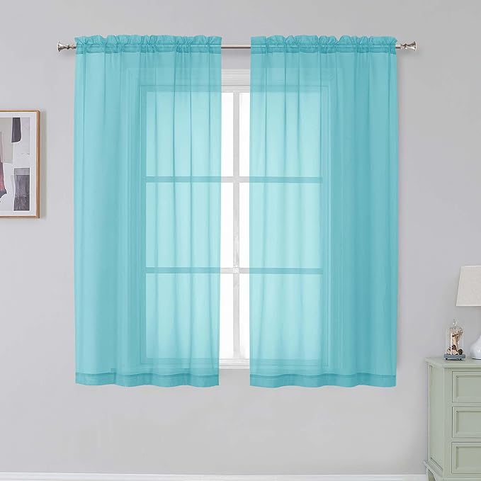 Simplebrand Rod Pocket Top Solid Voile Sheer Curtains by Simplebrand