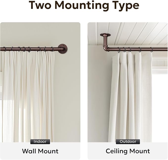 Zeerobee Curtain Rods for Windows 120 to 240, 1 Inch Industrial Wrap Around - Image 5