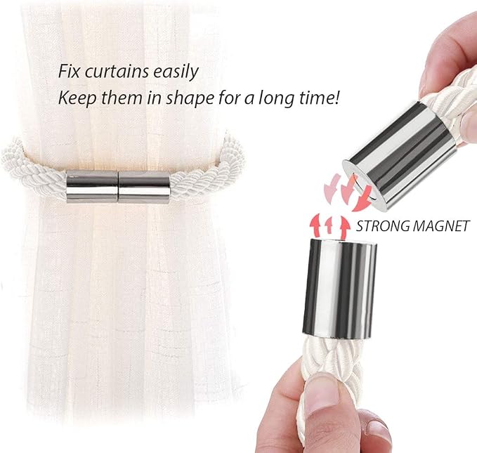 NICEEC 2 Pack Strong Magnetic Curtain Tiebacks Modern Simple Style Drape Tie - Image 4