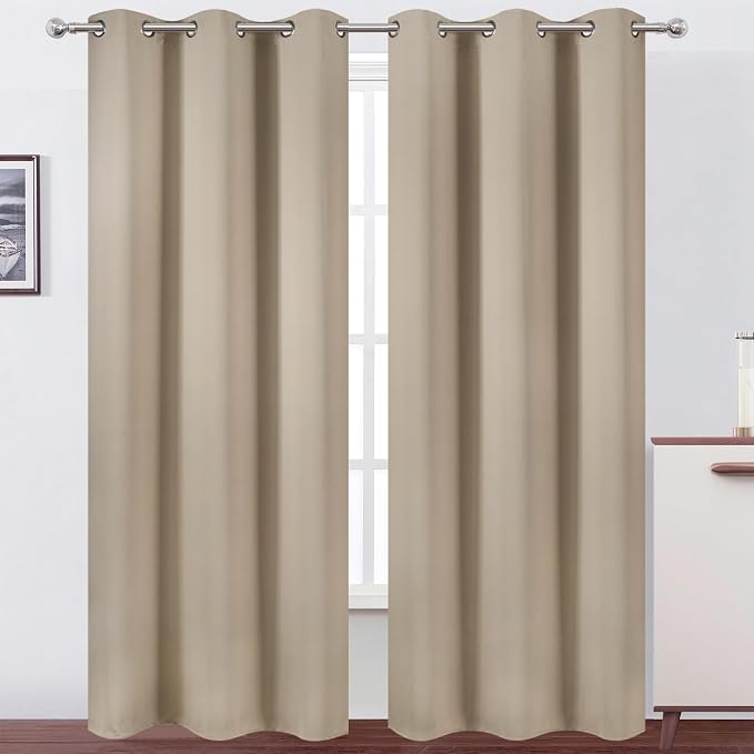 LEMOMO Khaki Thermal Blackout Curtains/42 x 84 Inch/Set of 2 Panels Room by Lemomo