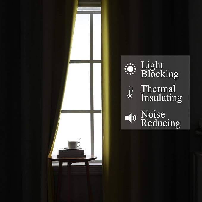 Estelar Textiler Yellow and Grey Blackout Curtains 108 Inches Long, Thermal - Image 3