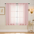 Blush Pink Window Sheer Curtains 45 Inches Length, Voile Short Curtains by Home
