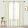 DWCN Ivory Sheer Curtains Semi Transparent Voile Rod Pocket Curtains by DWCN