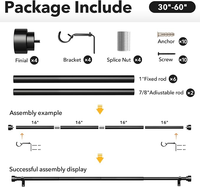 IFELS 2 Pack Heavy Duty Curtain Rods - Image 7