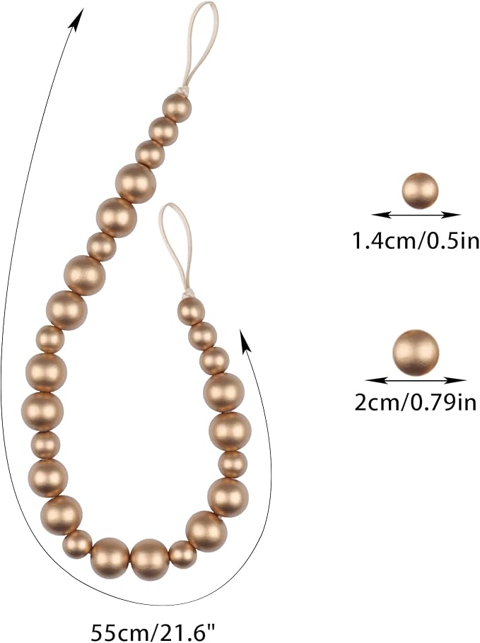 2 Pieces Wood Bead Curtain Tieback Boho Curtain Tiebacks Curtain Holdbacks - Image 5