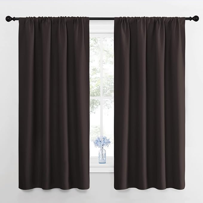 NICETOWN Kitchen Curtains, Short Blackout Curtains & Drapes, Toffee Brown by NICETOWN