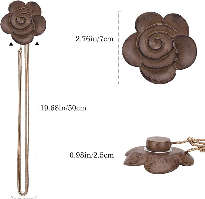 Lewondr Magnetic Curtain Tieback, Vintage Curtain Holdback, Resin Flower - Image 7