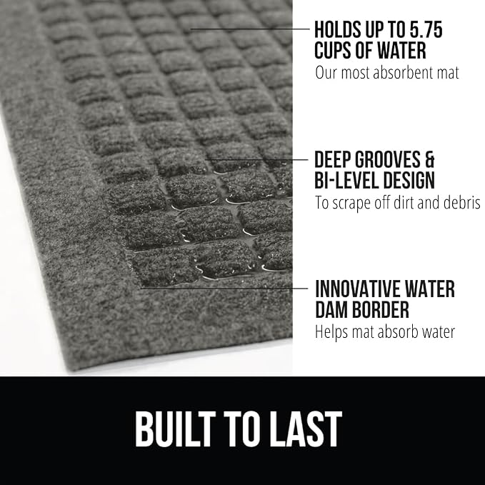 GORILLA GRIP® Ultra Absorbent Front Door Mat Outside Entrance, Traps Dirt and - Image 2