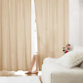 HOMEIDEAS Non-See-Through Beige Privacy Sheer Curtains, 52 X 45 Inches Long 2 by HOMEIDEAS
