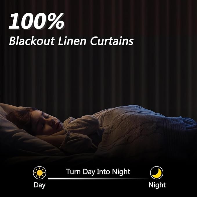 Guken 100% Blackout Curtains 102 Inch Length 2 Panels Set - Image 2