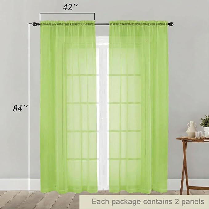 Sheer Curtains 84 Inches Long 2 Panels Set - Image 2