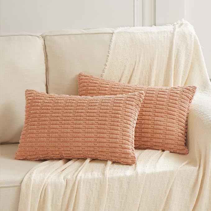 Fancy Homi 4 Packs Peach Decorative Throw Pillow Covers 16x24 Inch - Image 6