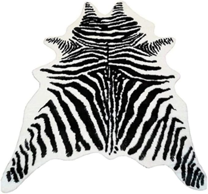 Zebra Print Rug Faux Animal Cowhide Skin Area Rug Leather Carpet Mat Large Size by yingda1992