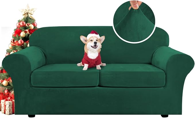H.VERSAILTEX Real Velvet Plush 3 Piece Stretch Sofa Covers Couch Covers by HVERSAILTEX