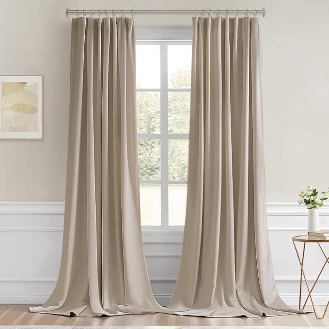 MIULEE Taupe Back Tab Blackout Curtain 96 Inch Long 2 Panels Set - Image 9
