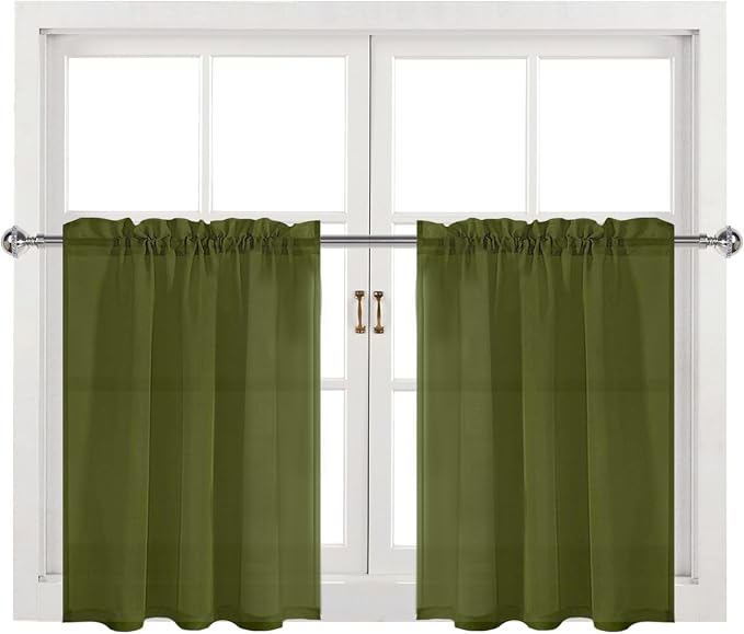 DWCN Olive Green Sheer Curtains by DWCN