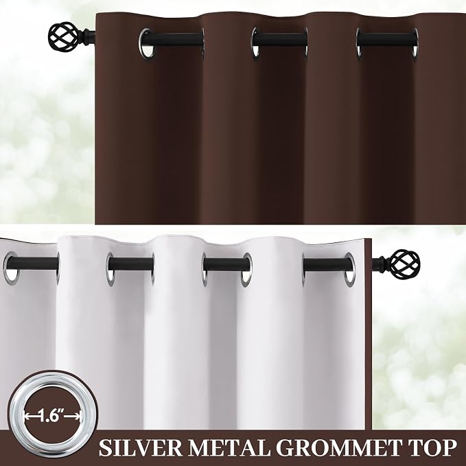 Yakamok 100% Blackout Curtain Panels 63 inches Cold and Light Blocking Drapes - Image 2