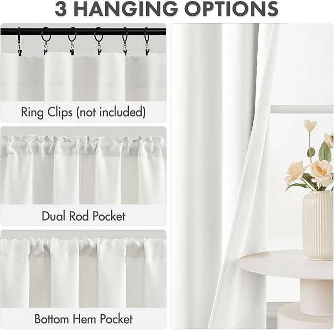 MIULEE 84 Inch Length Natural Blackout Bedroom Curtains Set of 4 | Thermal - Image 3