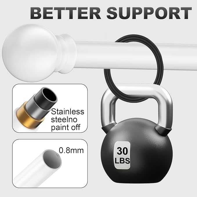 White Curtain Rods for Bedroom - Image 2