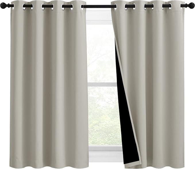 NICETOWN 100% Blackout Curtains 54 inches Long, Double-Deck Completely Blackout by NICETOWN