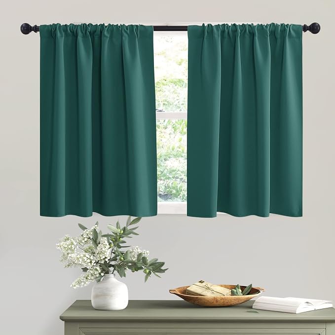 RYB HOME Short Hunter Green Blackout Curtains by RYBHOME