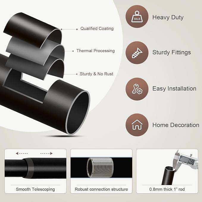 Lootkell Modern Black Curtain Rods - Image 7