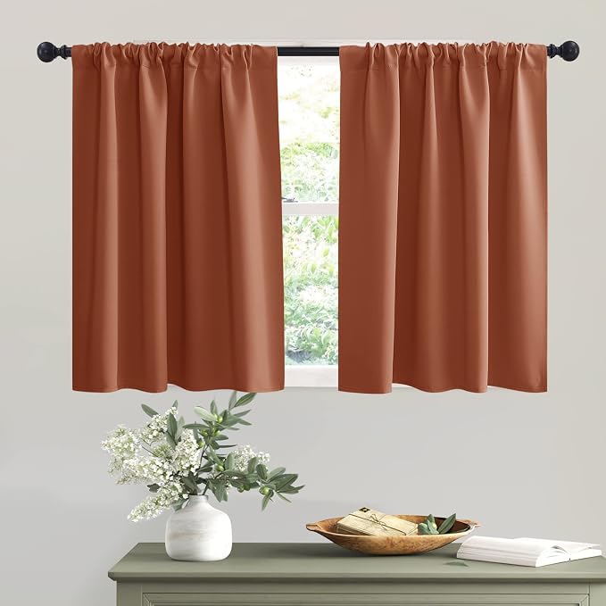 RYB HOME Short Burnt Orange Blackout Curtains by RYBHOME