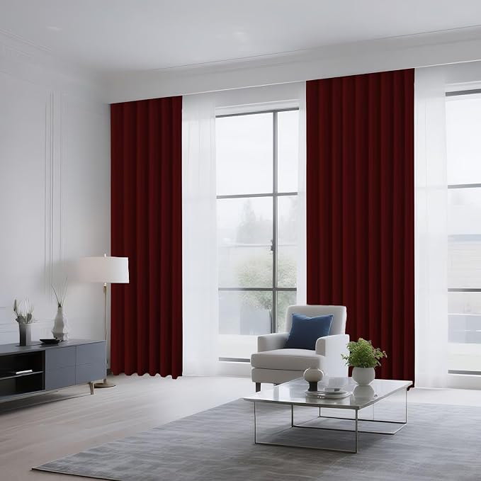 CUCRAF Burgundy Red Blackout Curtains 54 inch Length 2 Panels Set, Rod Pocket - Image 8