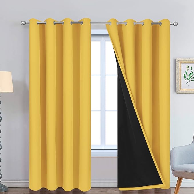 Yakamok 100% Blackout Curtains Energy Saving Thermal Insulated 2 Thick Layers by Yakamok