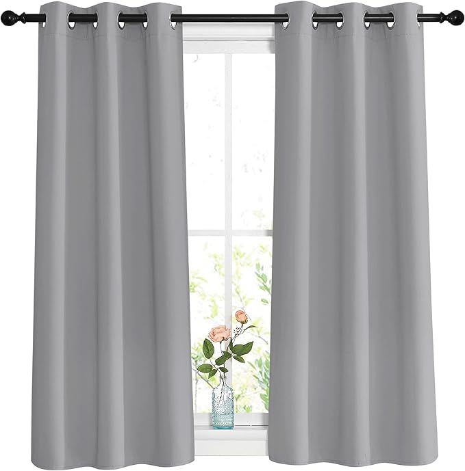 NICETOWN Blackout Silver Grey Curtains 48 inch Length by NICETOWN