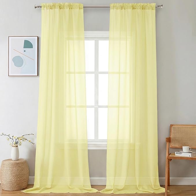 Chyhomenyc Sheer Curtains 108 Inch Length 2 Panels Set by Chyhomenyc
