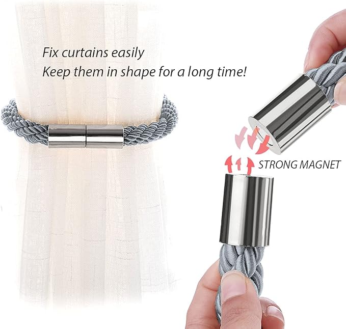 NICEEC 2 Pack Strong Magnetic Curtain Tiebacks Modern Simple Style Drape Tie - Image 4