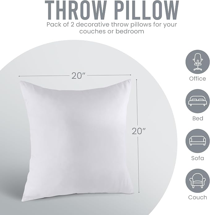 Utopia Bedding 20x20 Pillow Inserts, Sofa & Couch – Soft, Supportive & Fluffy - Image 7