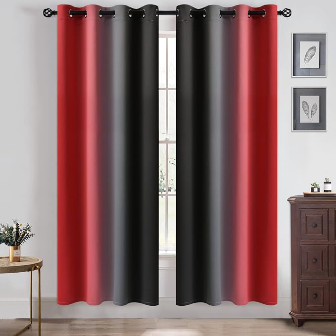 Yakamok Blackout Ombre Black and Red Curtains by Yakamok